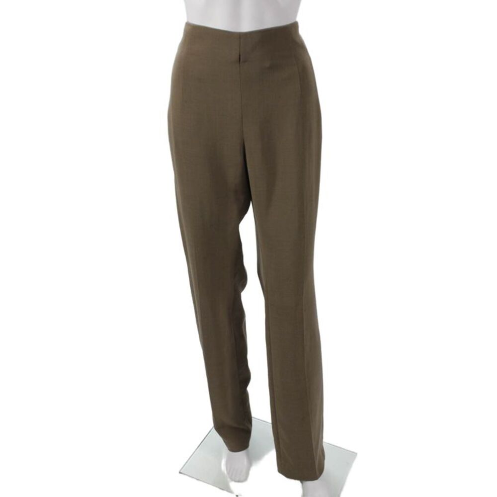 Akris Women Dress Pants Brown Wool Zip Size 14